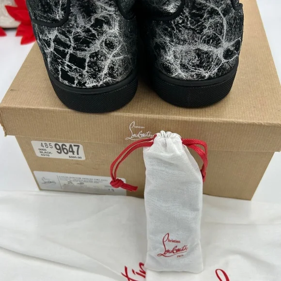 Men’s Christian Louboutin Louis Junior, black storm print leather size 43 - Picture 7 of 12
